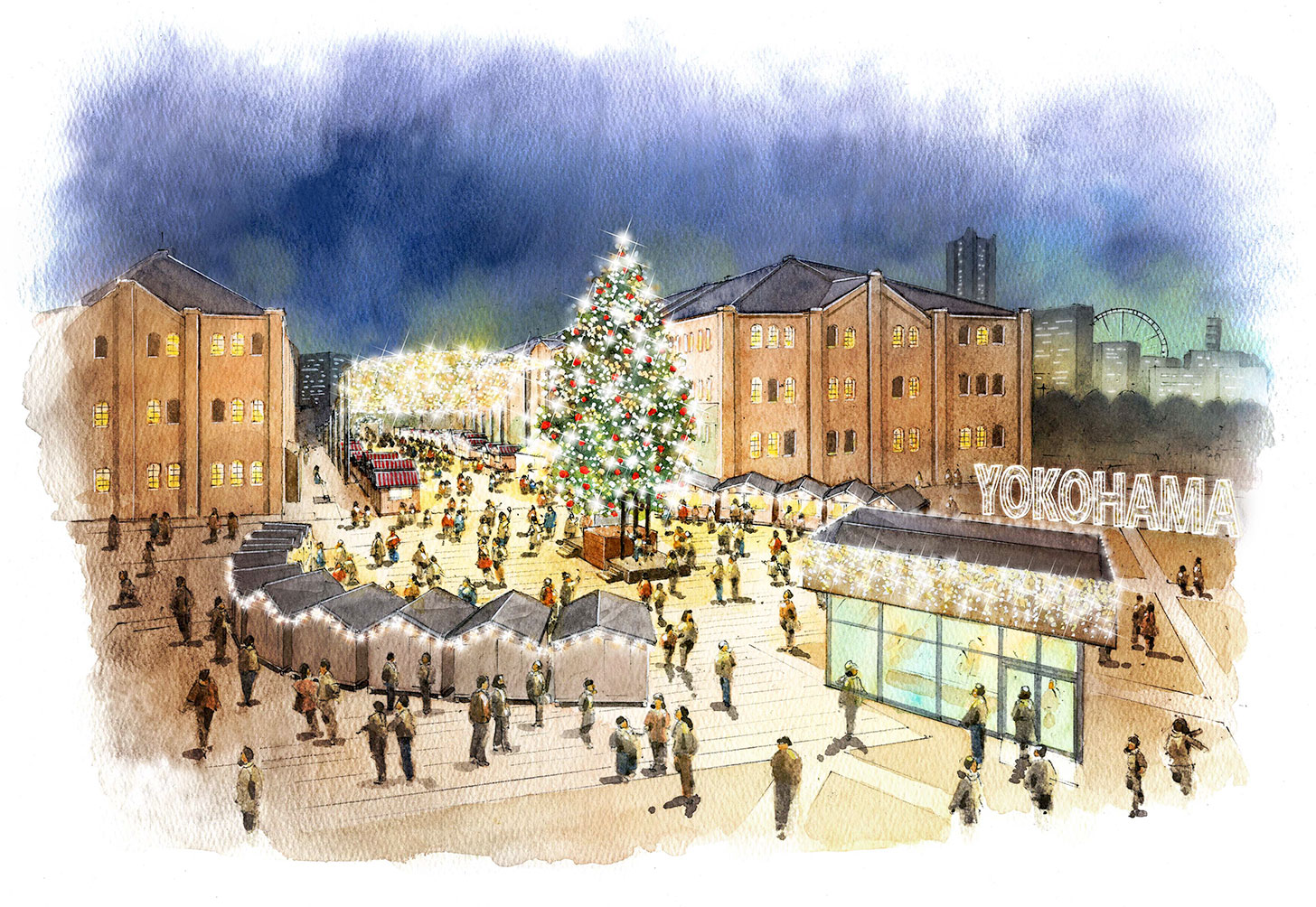 クリスマスマーケット、横浜赤レンガ倉庫で開催！広場と海側で異なる