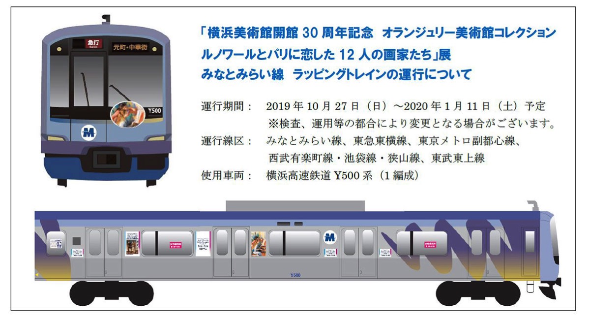 みなとみらい線、横浜美術館とタイアップしたラッピングトレイン