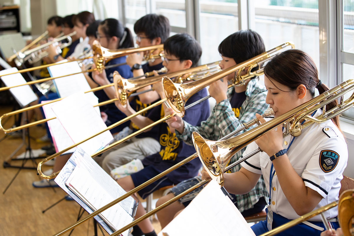 横浜市消防音楽隊による中学校吹奏楽部ワークショップ