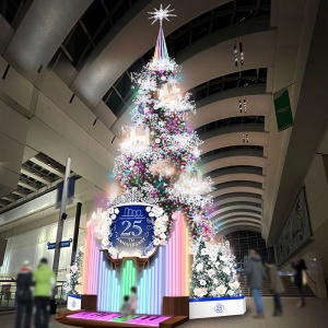2022年クイーンズスクエア横浜「カナデル・クリスマス」光と音でクリスマスツリー演出