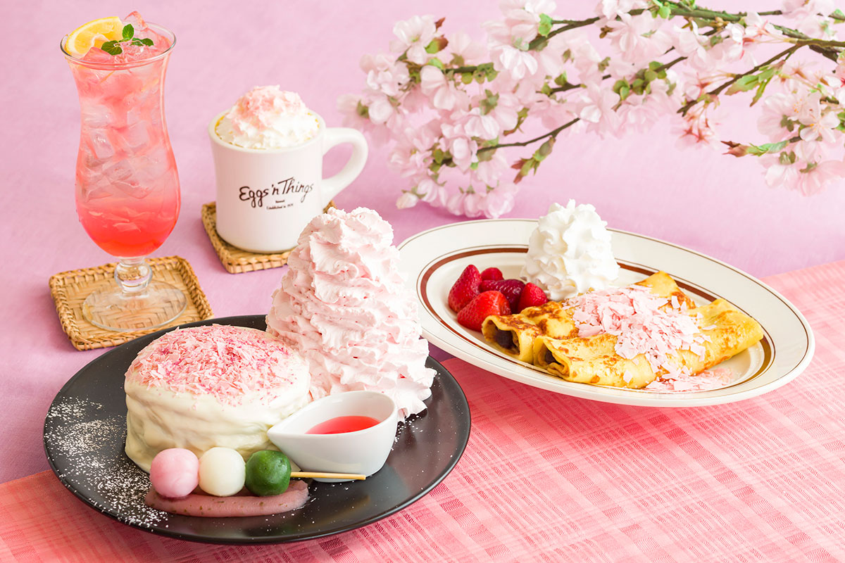 エッグスンシングスから桜のパンケーキ＆あんバタークレープ初のお花見シーズン限定で！