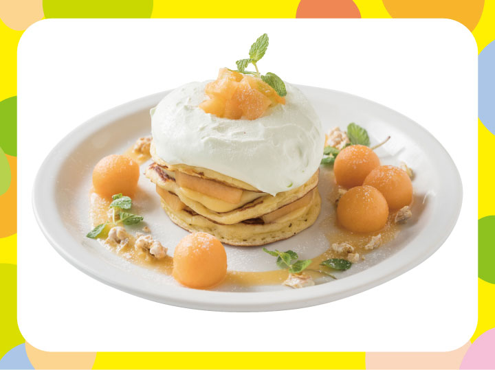 たっぷり鉾田メロンのふわふわクリームパンケーキ