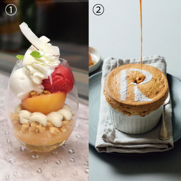 桃とココナッツと薔薇のパフェ