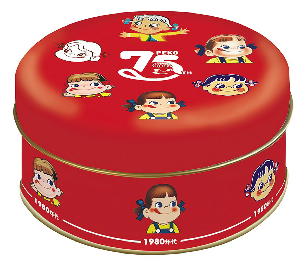 ミルキー缶（ペコちゃん75thデザイン）