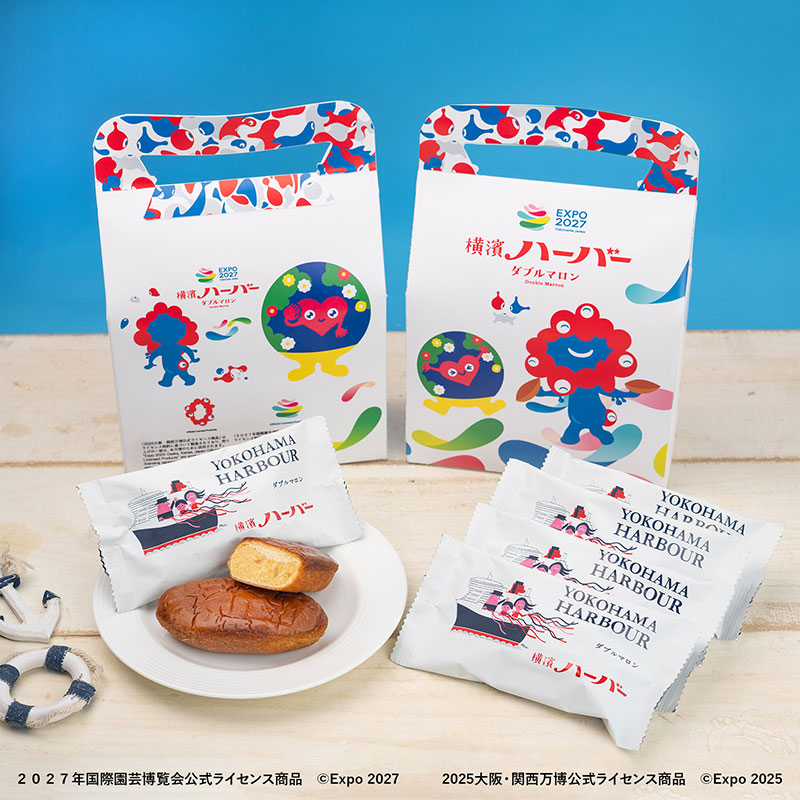 ミャクミャク×トゥンクトゥンク特別パッケージ「横濱ハーバーダブルマロン」ありあけ直営店などに登場！