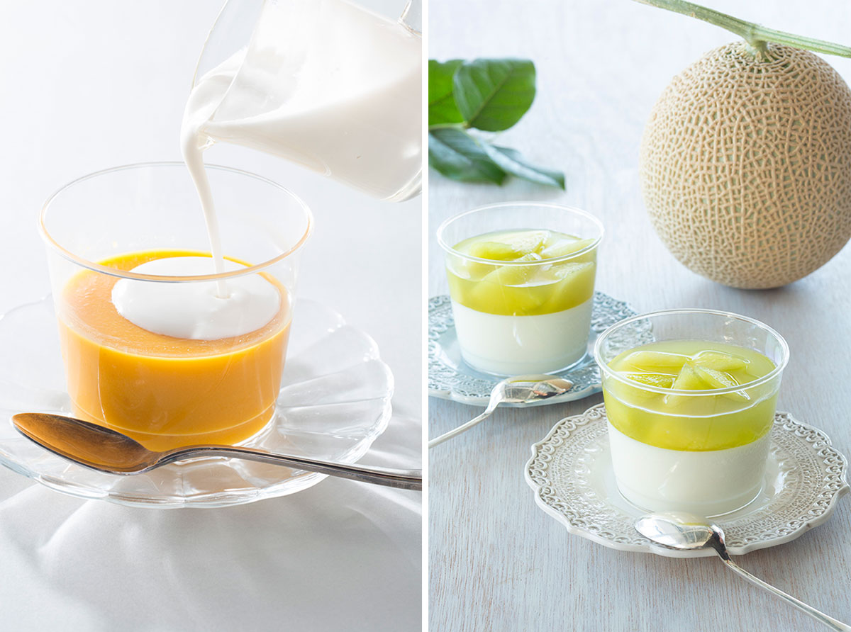 マンゴープリン、絹ごし杏仁メロン