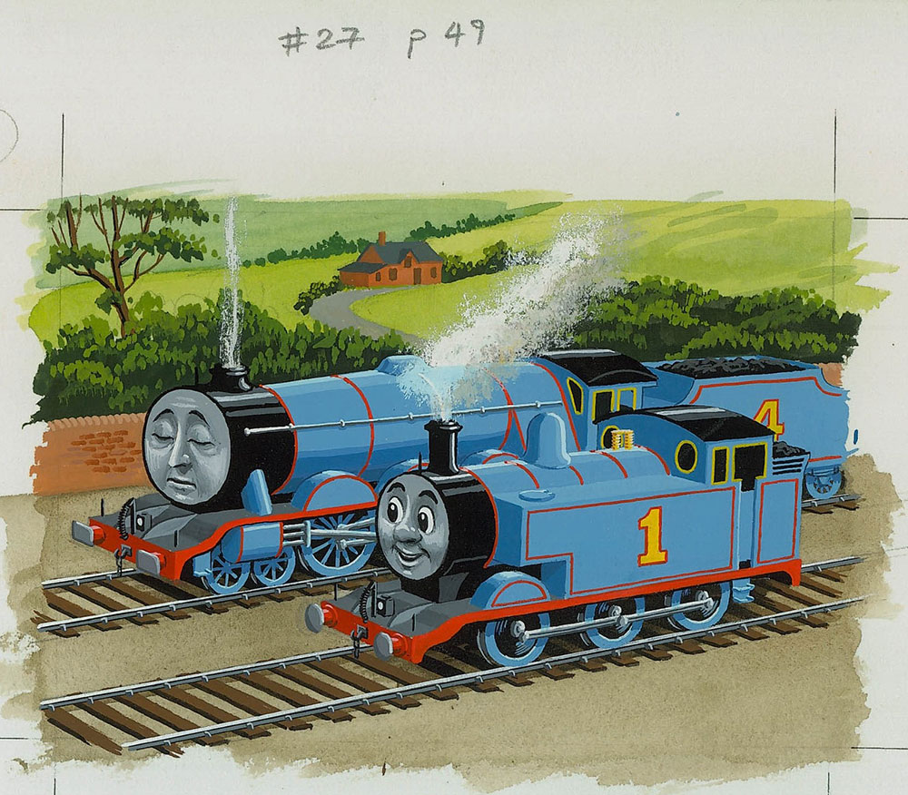 27巻「ほんとうにやくにたつ機関車」の表紙原画