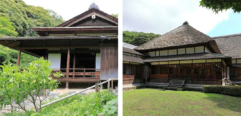 左：重要文化財「月華殿」/ 右：横浜市指定有形文化財「鶴翔閣」