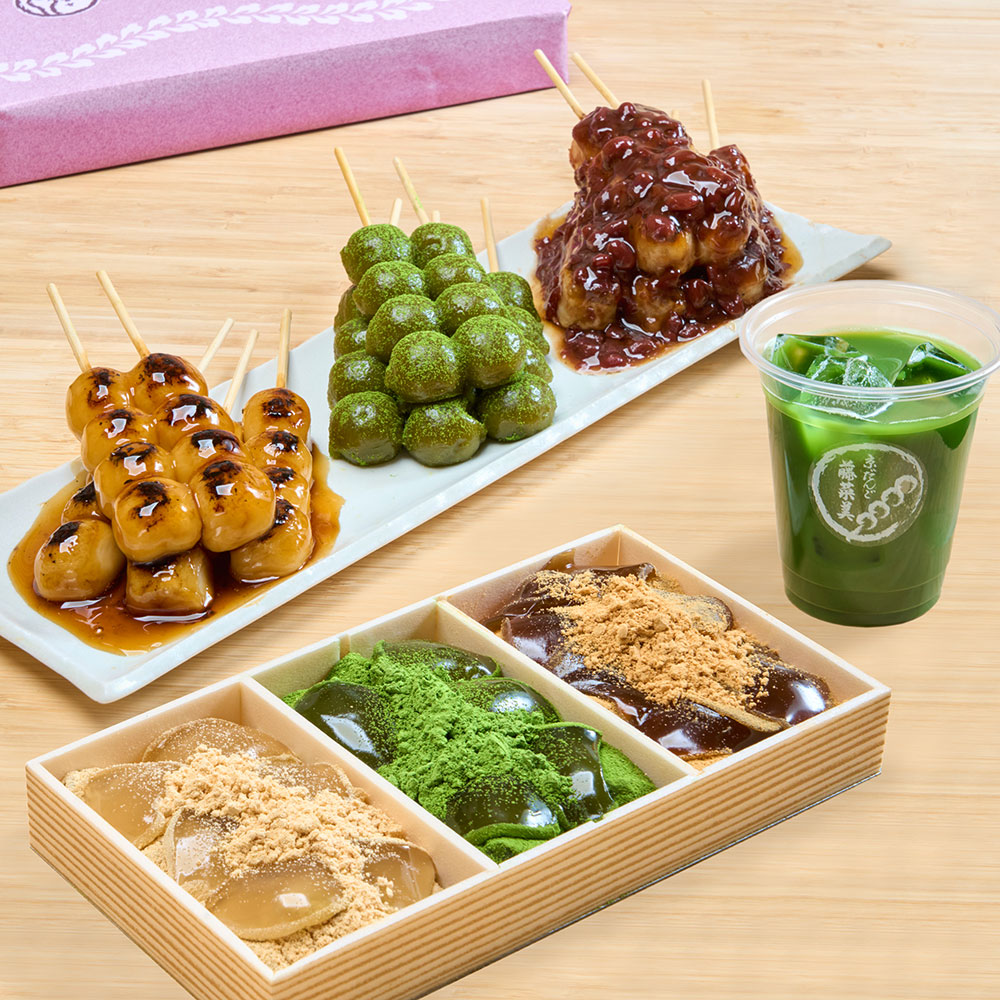 京だんご3種詰合せ、わらび餅3色詰合せ