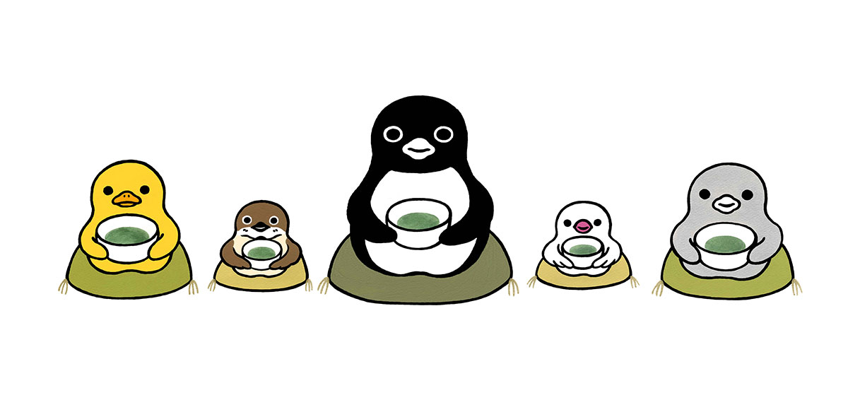 Happiness Penguin「朝茶はその日の難のがれ（朝茶は福が増し増し）」