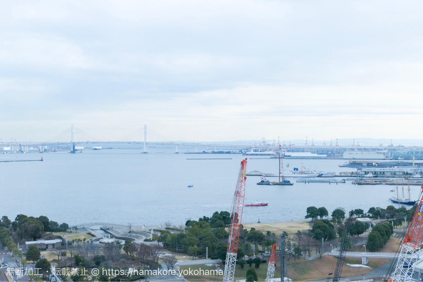オリエンタルビーチみなとみらいから見た横浜港