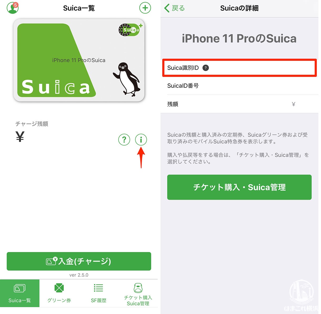iPhoneモバイルSuica 識別IDの確認方法