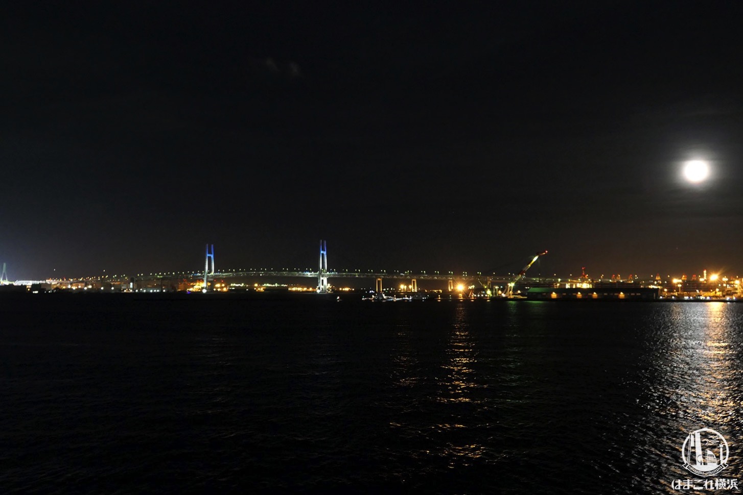 横浜港大さん橋国際客船ターミナル 屋上から見た横浜ベイブリッジ夜景