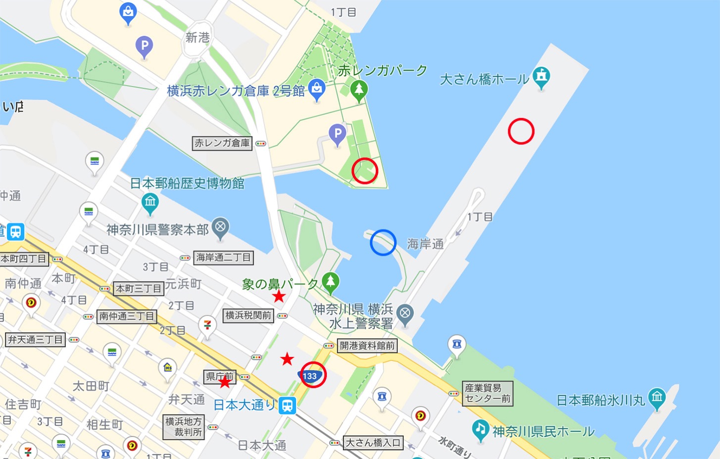 横浜三塔 位置関係とビュースポット